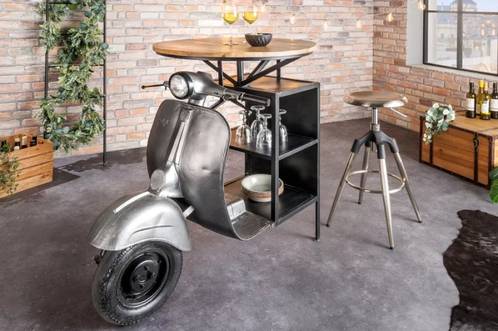 Masa bar din Lemn de mango Maro si Metal Multicolor L120xH116cm SCOOTER