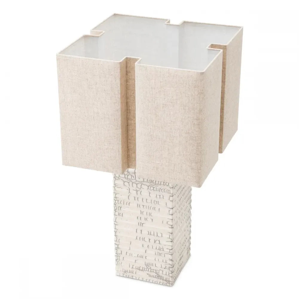 Veioza din Ceramica/Metal Alb/Alama si Textil Bej H79xL45cm Division Eichholtz