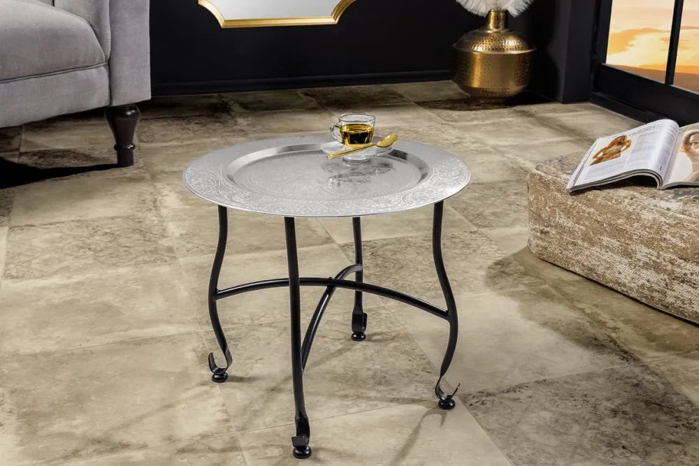 Masuta laterala din Metal Negru L40xH36cm Marrakesh