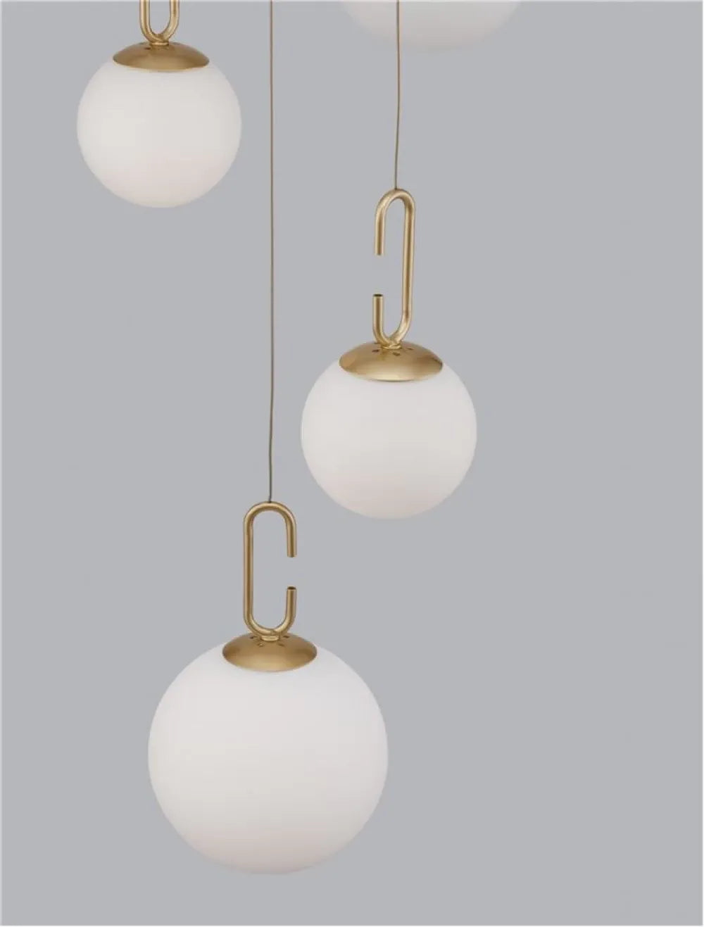 Candelabru structura din Metal Auriu si abajur din Sticla Alb H180xL42cm IP20 30W 3142lm 3000k HOOK