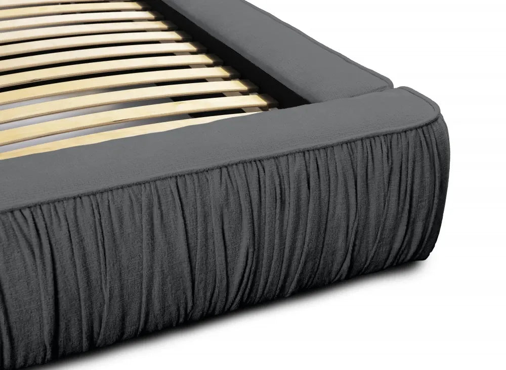 Pat 160x200cm tapitat cu Chenille Gri inchis Naomi