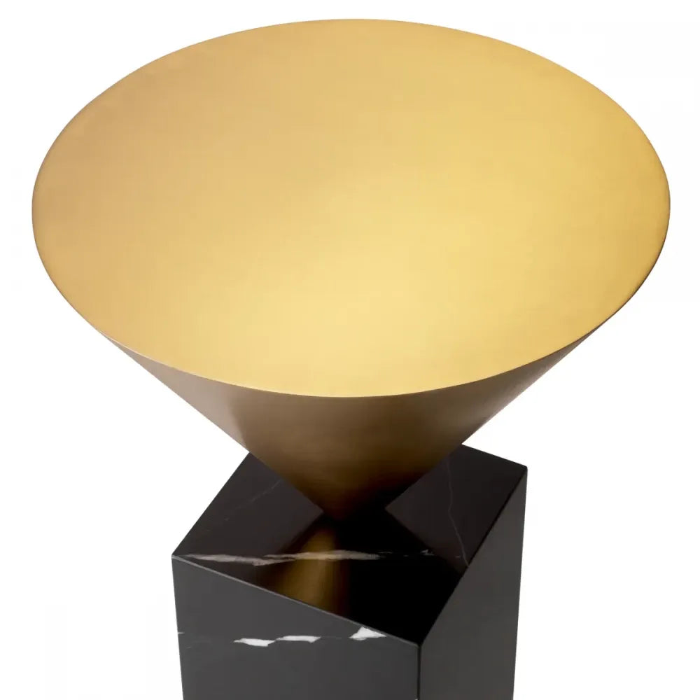 Masuta laterala Rotunda din Marmura Negru si Otel inoxidabil Alama D42xH61cm Nota Eichholtz