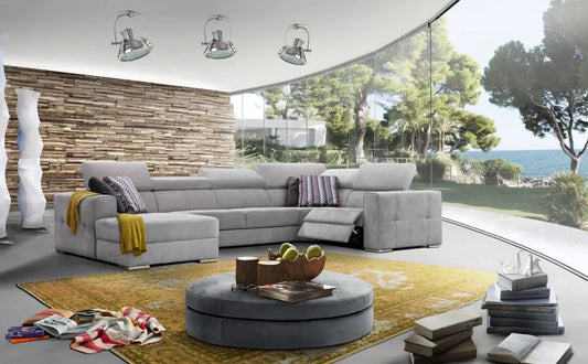 Coltar personalizabil in forma de U cu recliner L372cm Quartz