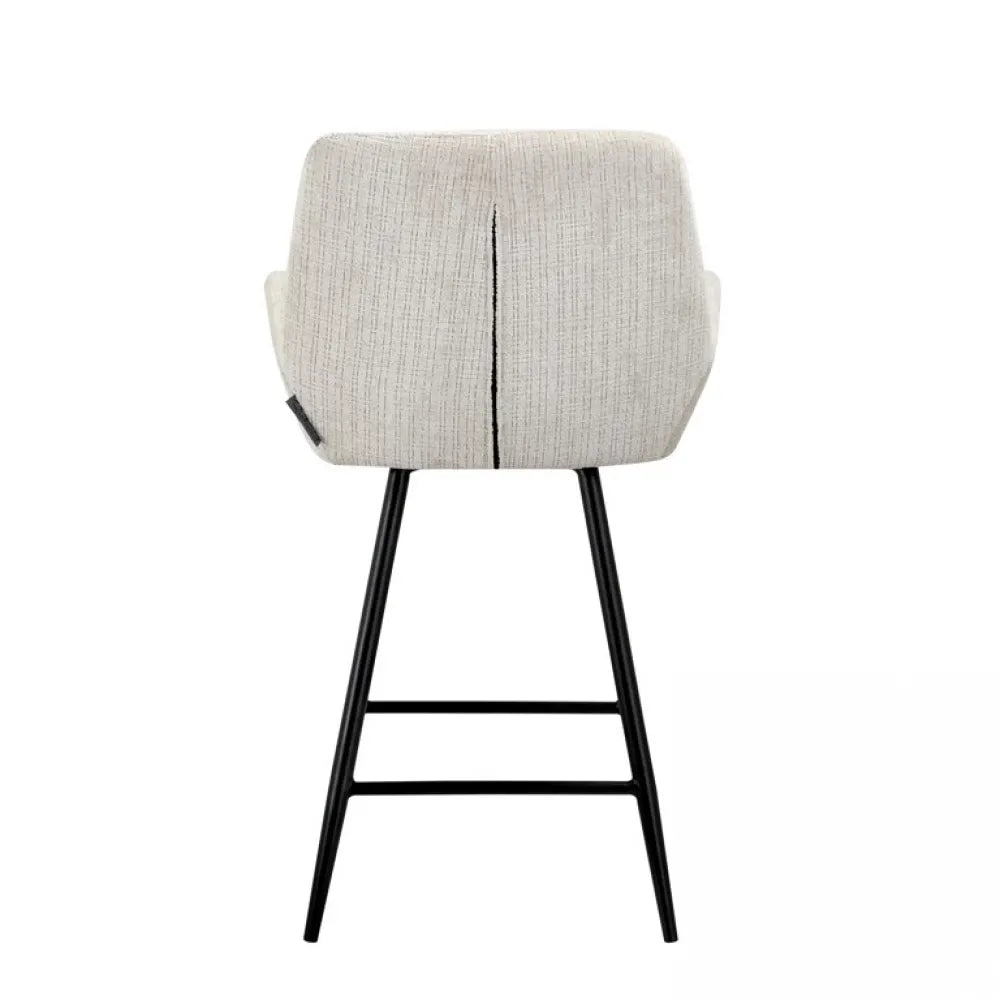 Scaun de insula tapitat cu Chenille Bej cu picioare din Metal Negru H90xL53xA53cm Linsey Richmond Interiors