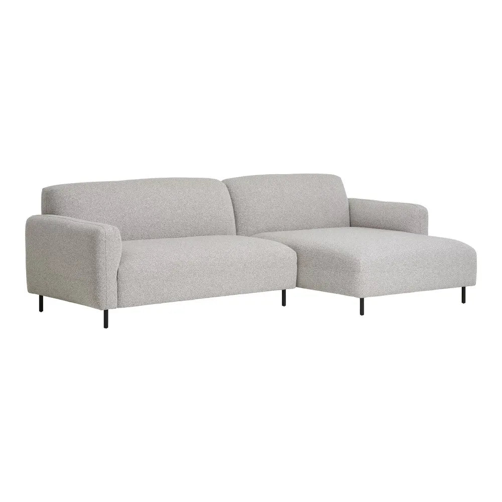 Coltar orientare dreapta cu picioare din Metal Negru tapitat cu Stofa boucle Gri L265xH80cm Salvador