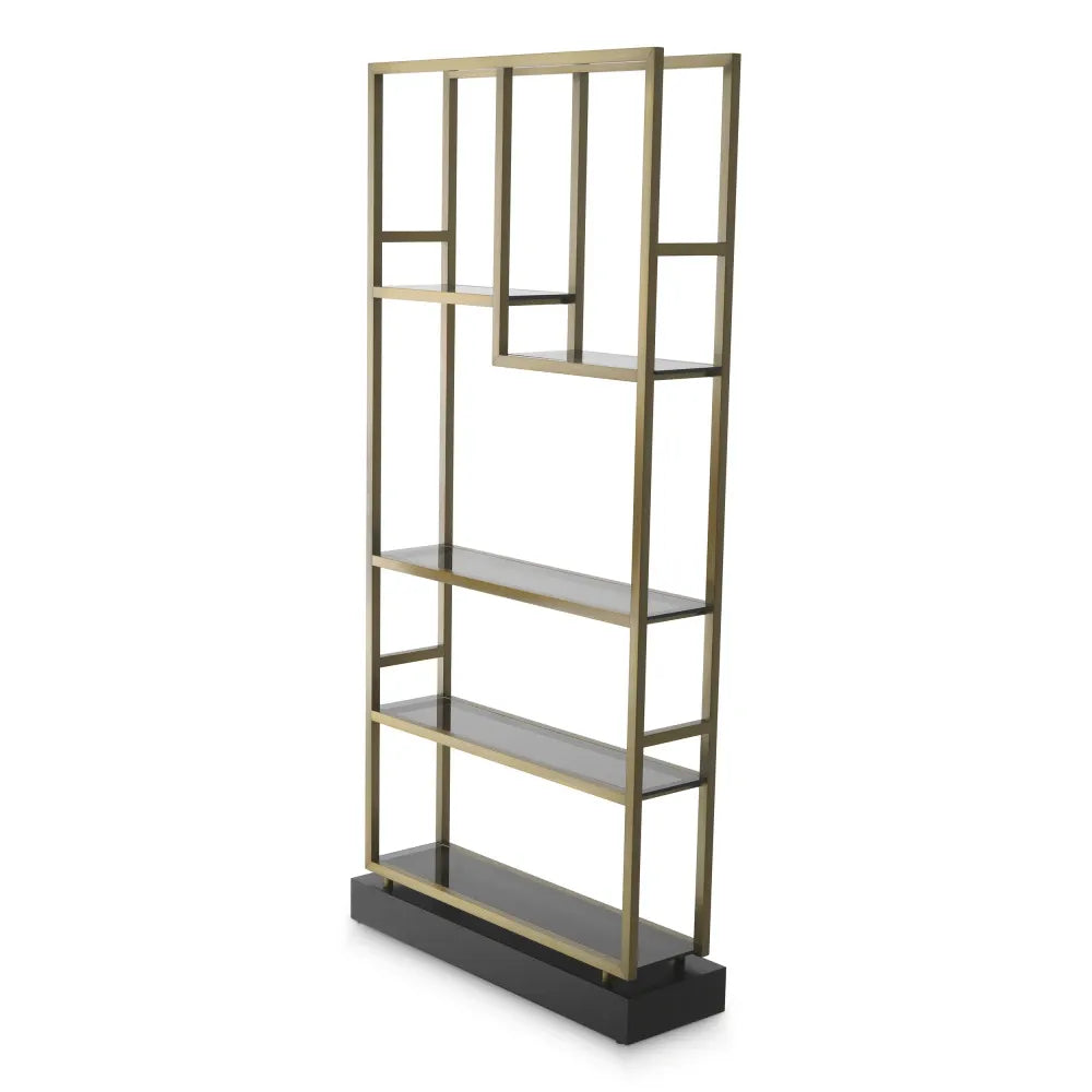 Etajera din Sticla Fumuriu si Metal Alama L35xH240.5cm Corrado I Eichholtz