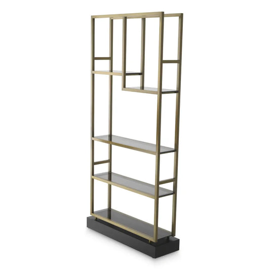 Etajera din Sticla Fumuriu si Metal Alama L35xH240.5cm Corrado I Eichholtz