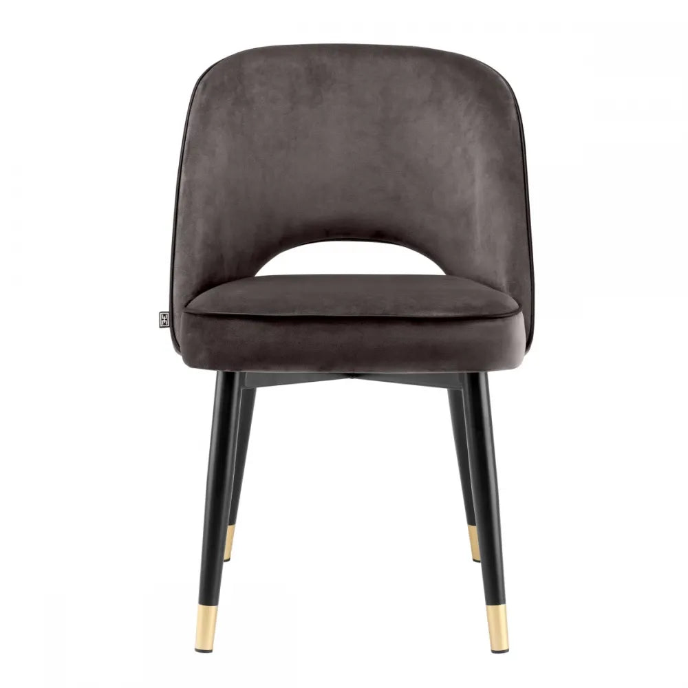 Set 2 scaune tapitat cu Catifea Albastru cu picioare din Metal Negru/Auriu H84xL53xA56cm Cliff Eichholtz