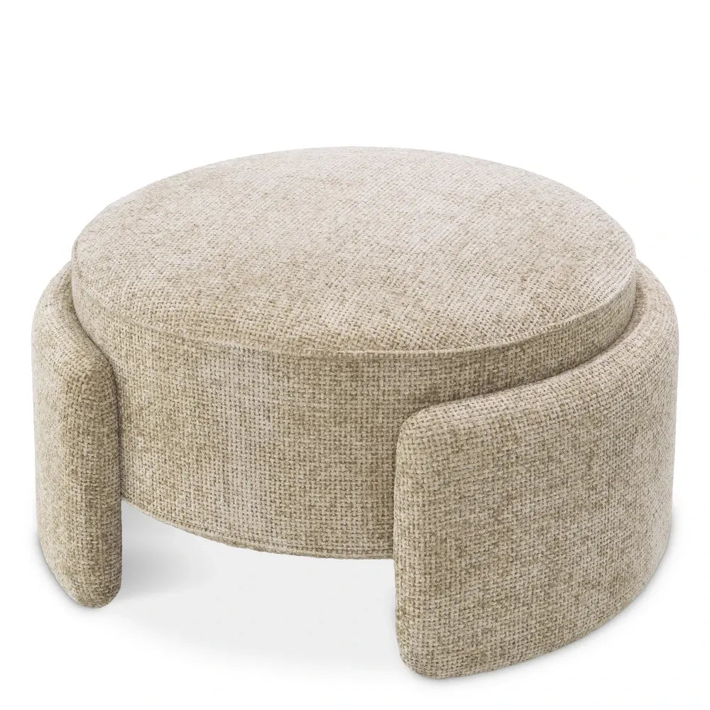 Taburet tapitat cu Stofa Bej D73xH38cm Ortega Eichholtz