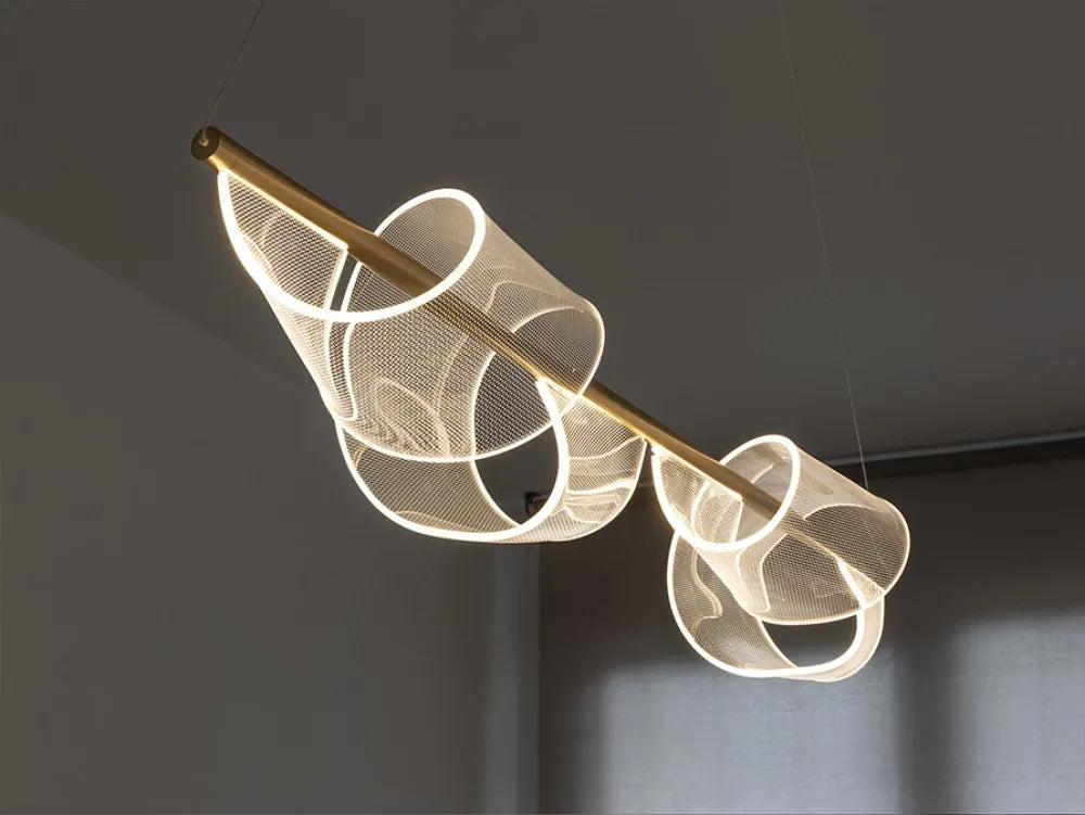 Lustra din Metal Auriu si Metacrilat Transparent L100xH150cm Velas