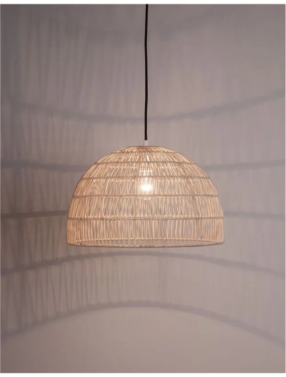 Pendul structura din Metal Negru si abajur din Ratan Bej H250xL40cm IP20 MELODY