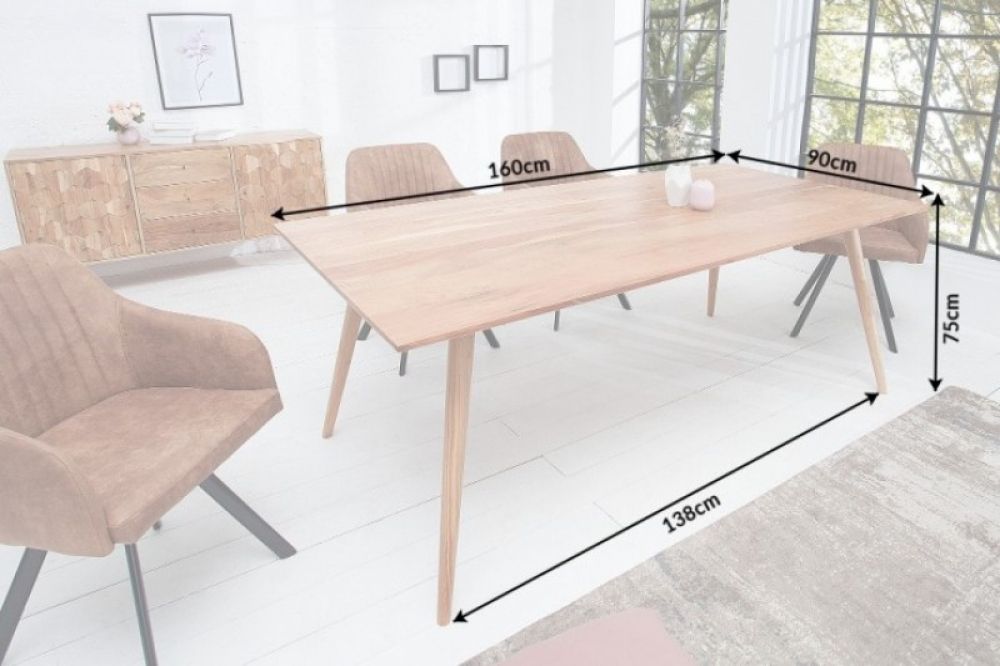 Masa dreptunghiulara din Lemn masiv de salcam Maro de 6 persoane L160x90cm Mystic Living