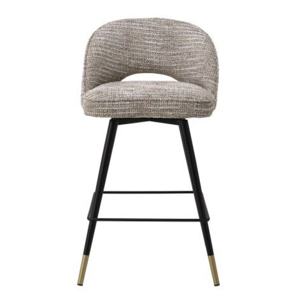 Set 2 scaune de insula rotative tapitat cu Material Textil Bej cu picioare din Metal Negru/Auriu H93xL51xA52cm Cliff