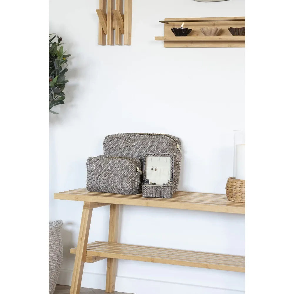 Set 2 genti pentru cosmetice din Textil Maro L9/11xH14/22cm Safi