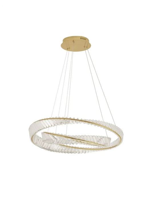 Candelabru structura din Metal Auriu si abajur din Cristal Transparent H150xD80cm IP20 72W 6351lm 3500k AURELIA