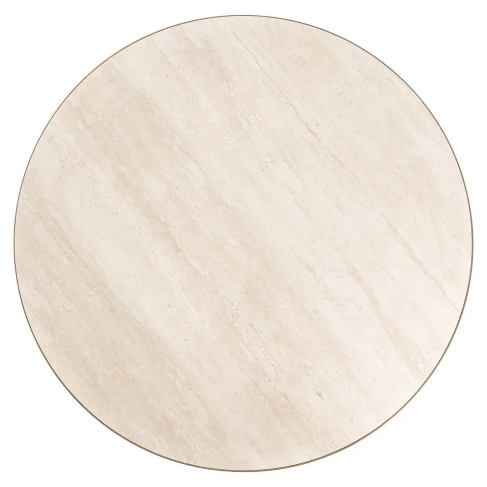 Masa rotunda din Metal/MDF Alama/Alb si Ceramica Alb D130xH75cm Tivoli Richmond interiors