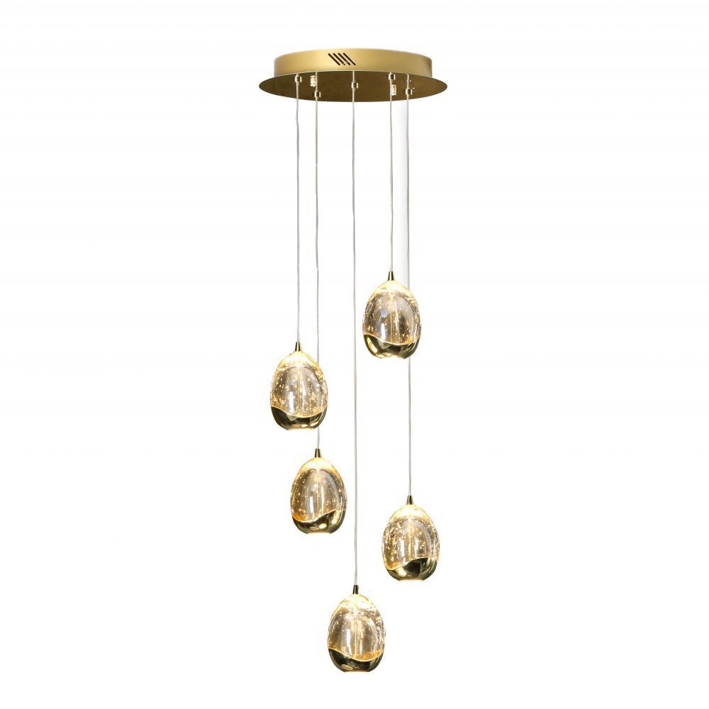 Lustra rotunda cu inaltime reglabila din Sticla Transparent cu LED D30xH150cm Rocio