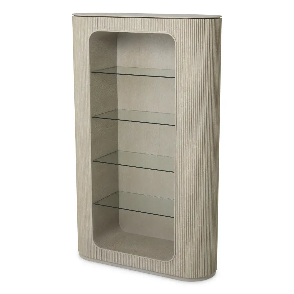 Biblioteca din Sticla Transparent si Furnir de stejar Maro deschis L130xH212cm Bogota Eichholtz