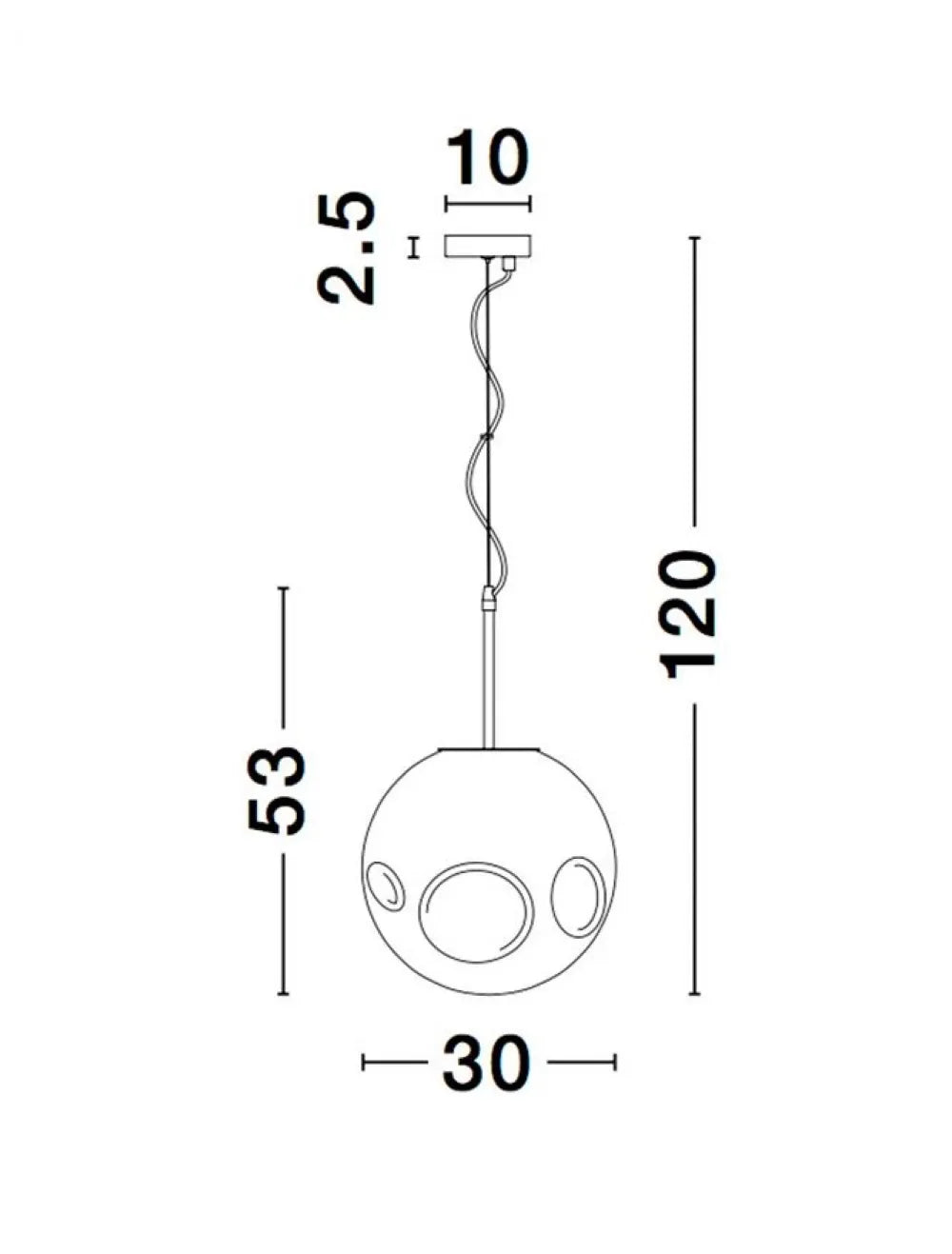 Pendul structura din Metal Argintiu si abajur din Sticla Fumuriu H120xL30cm IP20 MAYAN