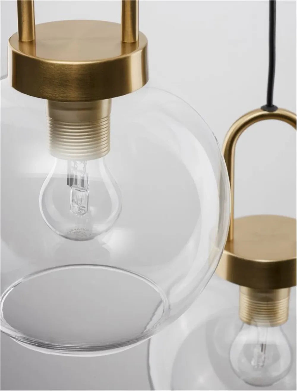 Candelabru structura din Metal Alama si abajur din Sticla Transparent H150xL30cm IP20 IRVINE