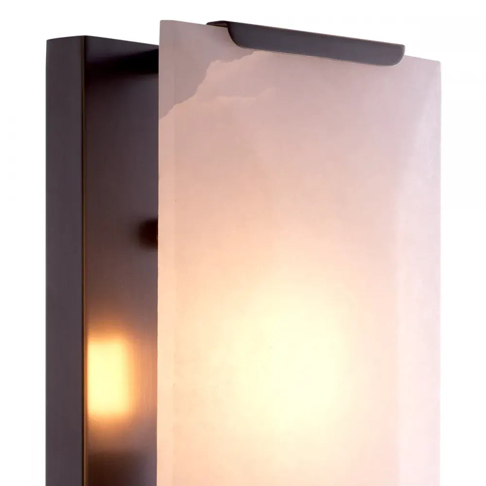 Aplica de perete din Otel inoxdabil Bronz si Alabastru Alb H51.5xL16cm Ortiz Eichholtz