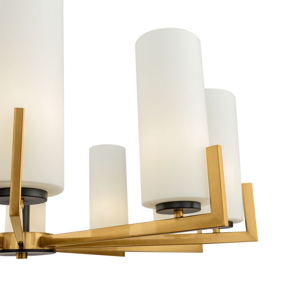 Candelabru rotund cu inaltime reglabila din Sticla Alb cu 10 becuri D86xH77cm Fortano