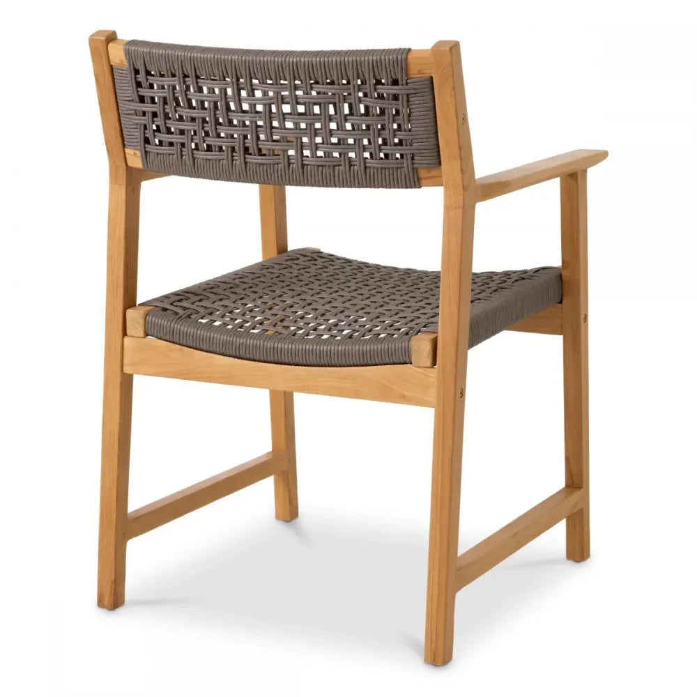 Set 2 scaune de exterior din Lemn de tec Maro si Polietilena Gri H82xL58xA60cm Cancun Eichholtz