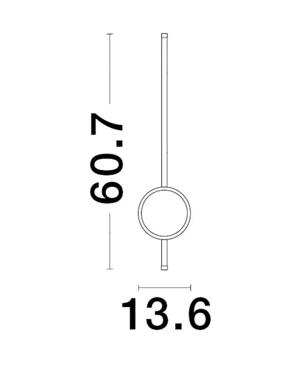 Aplica de perete din Aluminiu Negru H60.7xL13.6cm IP20 18W 1260lm 3000k CLOCK