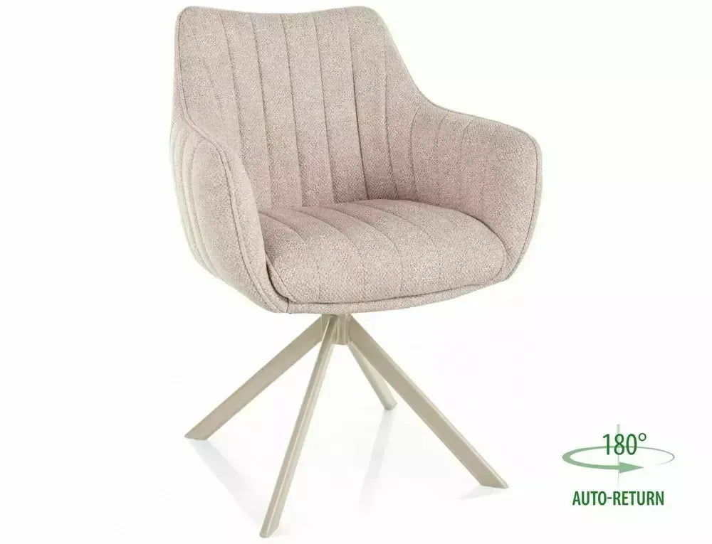 Scaun rotativ din Stofa Leo Bej deschis si Metal Bej H86xL61xA58cm Azalia