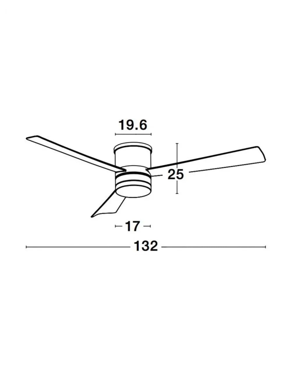 Ventilator structura din Metal Argintiu si abajur din Sticla Alb H25xL132cm IP20 18W 650lm 3000k SATIN