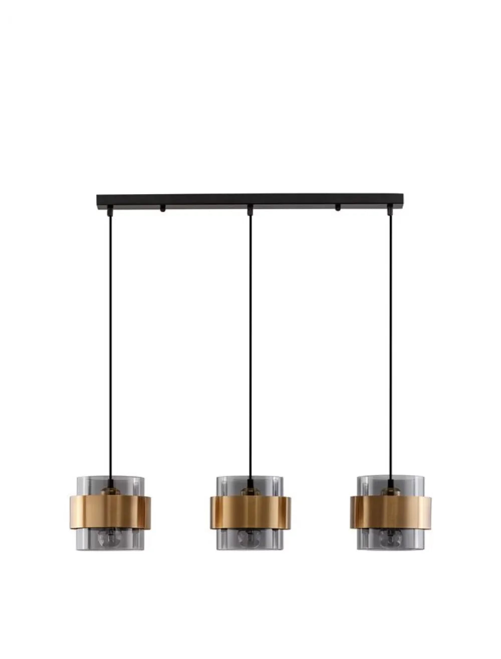 Lustra structura din Metal Auriu si abajur din Sticla Fumuriu H140xL82cm IP20 SIANNA