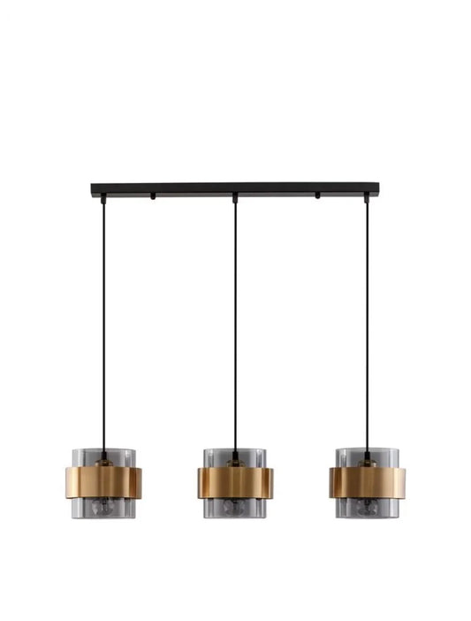 Lustra structura din Metal Auriu si abajur din Sticla Fumuriu H140xL82cm IP20 SIANNA