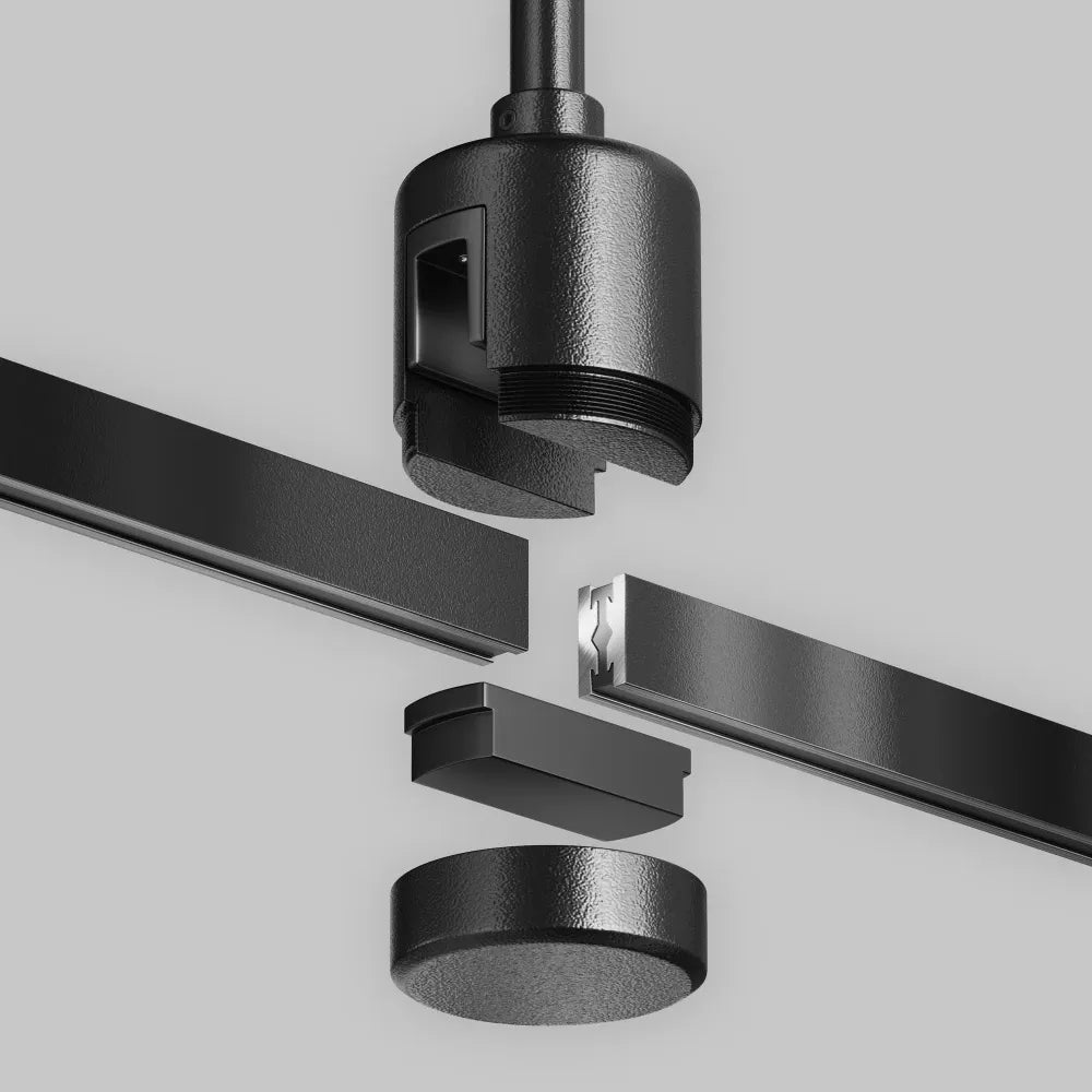 Suport lung pe tavan cu conector direct de alimentare 700 mm Flarity din Aluminiu Negru H74.5xL4.5cm Flarity