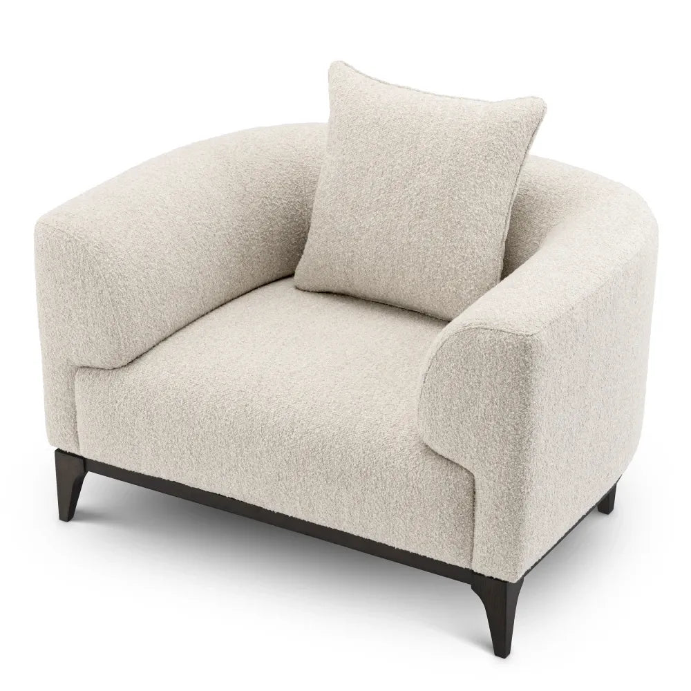 Fotoliu tapitat cu Stofa boucle Alb L116xA92xH70cm Brannan Eichholtz