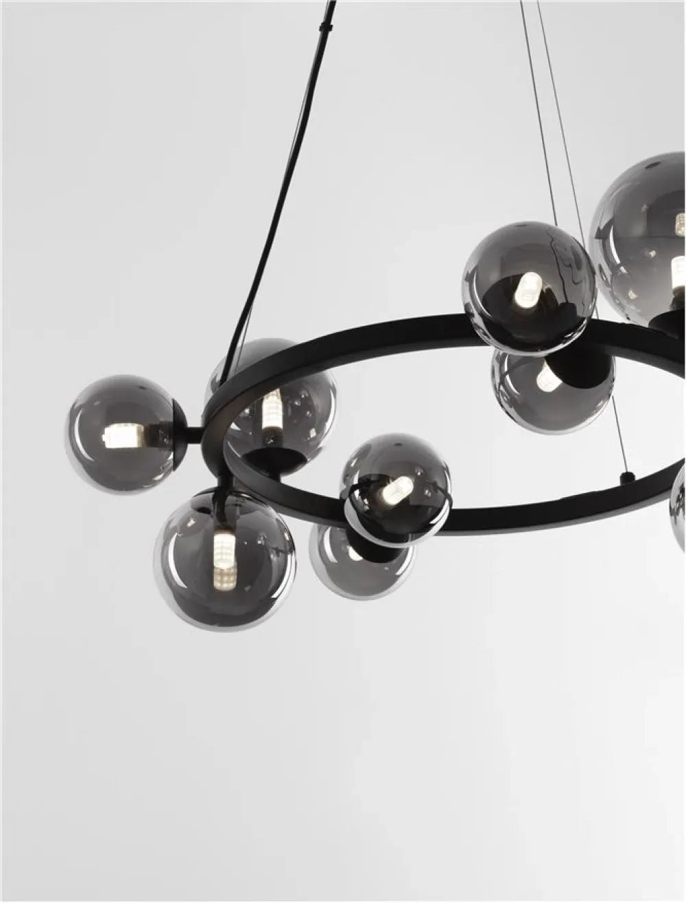 Lustra structura din Metal Negru si abajur din Sticla Fumuriu H120xL64.2cm IP20 ODILLIA