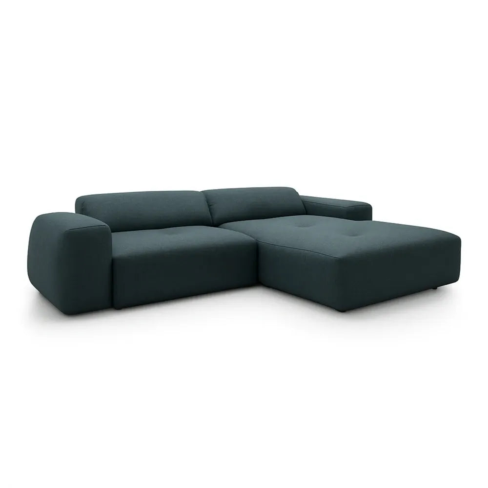 Coltar Loran fix in forma de L din catifea Vogue albastru L264×180×H65 cm