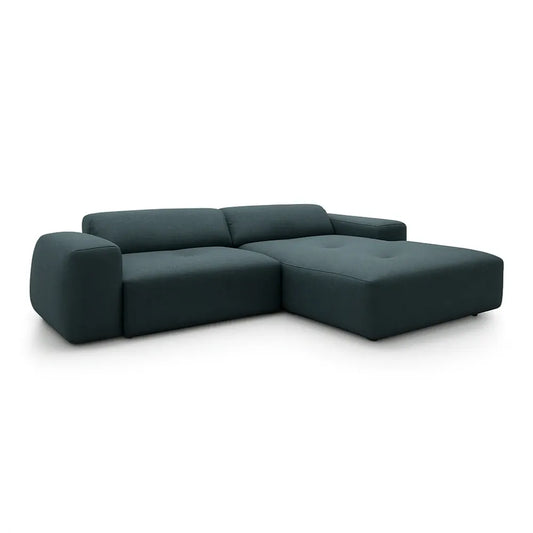Coltar Loran fix in forma de L din catifea Vogue albastru L264×180×H65 cm