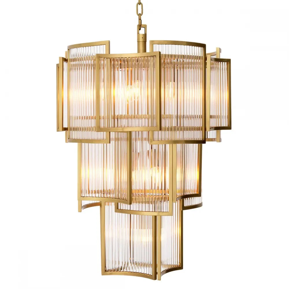 Candelabru din Metal Alama atichizata si Sticla Transparent H84xD58cm Jet set Eichholtz