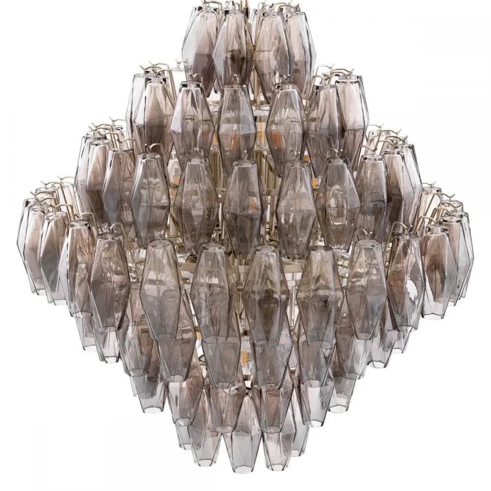 Candelabru din Metal Argintiu si Sticla Fumuriu H74xD65cm Benini L Eichholtz