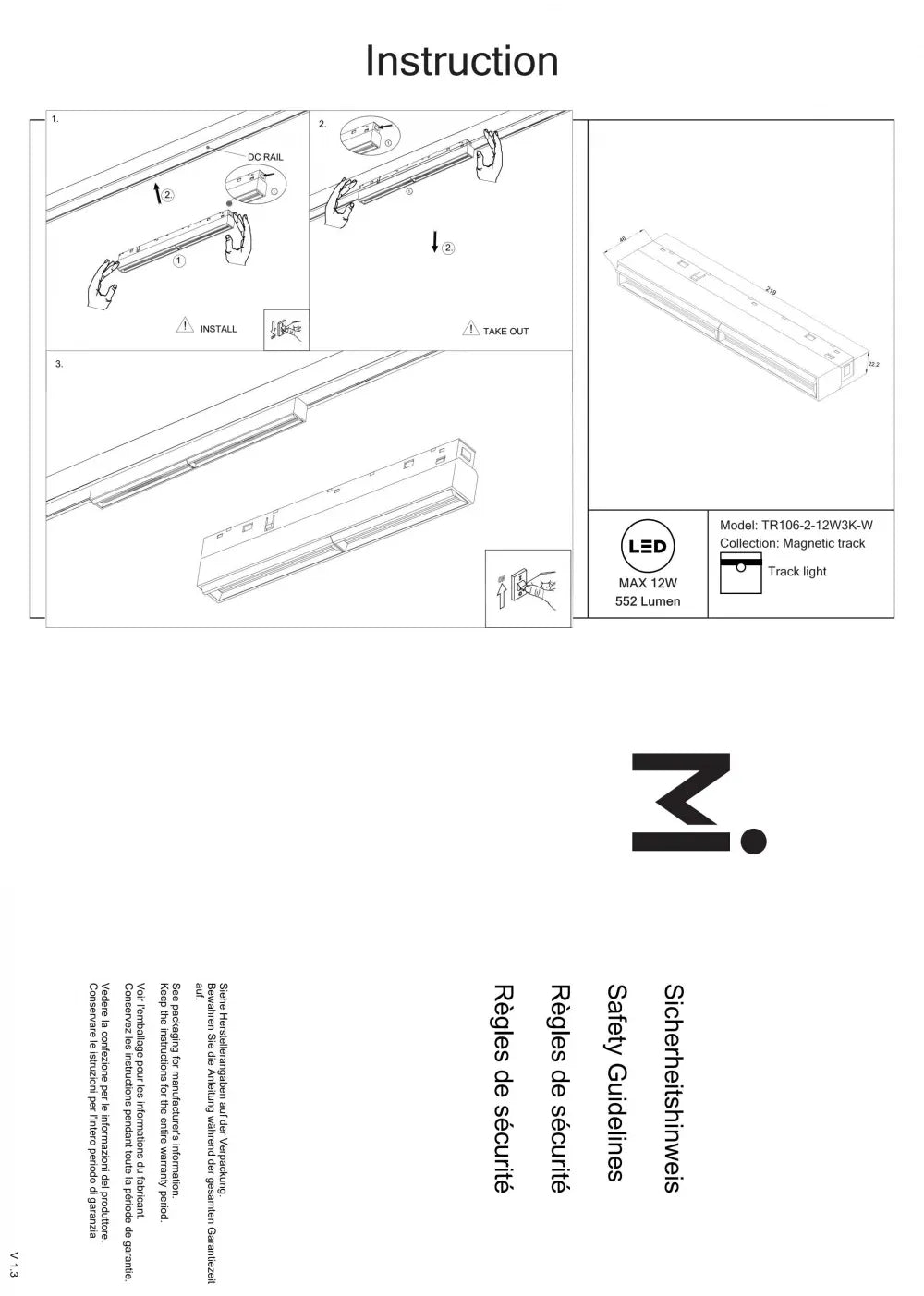 Spot pentru sina Exility din Aluminiu Alb H4.6xL21.9cm 12W 552lm 3000k Parete