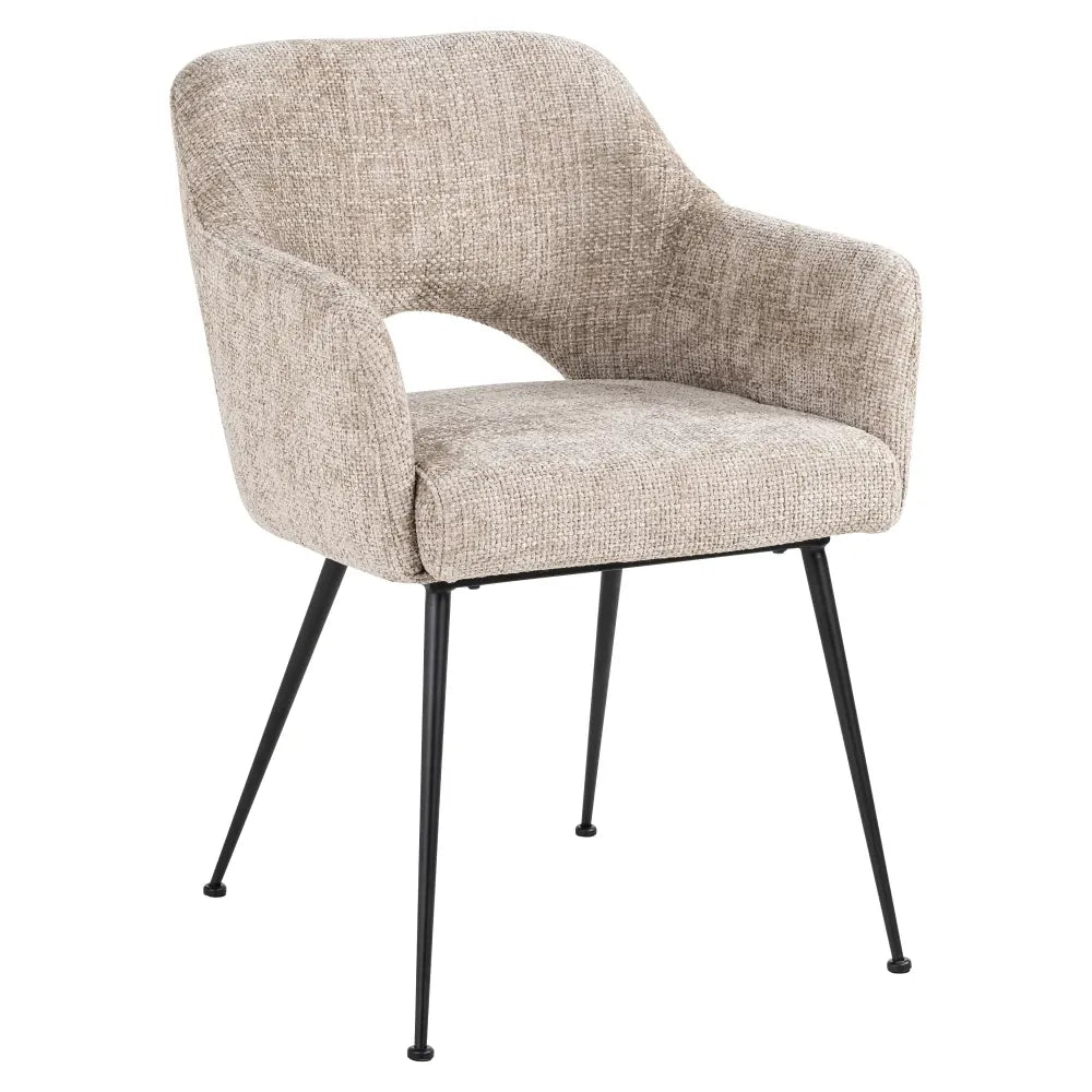 Scaun tapitat cu Stofa Bej cu picioare din Metal Negru H80xL56xA61cm Jenthe Richmond Interiors