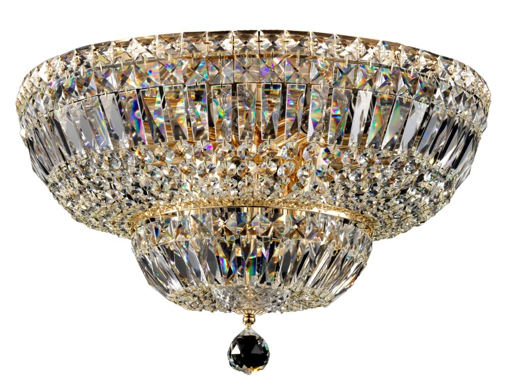 Candelabru Rotund din Metal si Cristal Auriu/ Basfor D46xH32cm