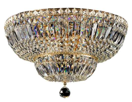 Candelabru Rotund din Metal si Cristal Auriu/ Basfor D46xH32cm