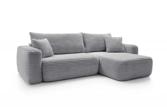 Coltar extensibil tapitat cu Corduroy Negru cu lada depozitare Billy