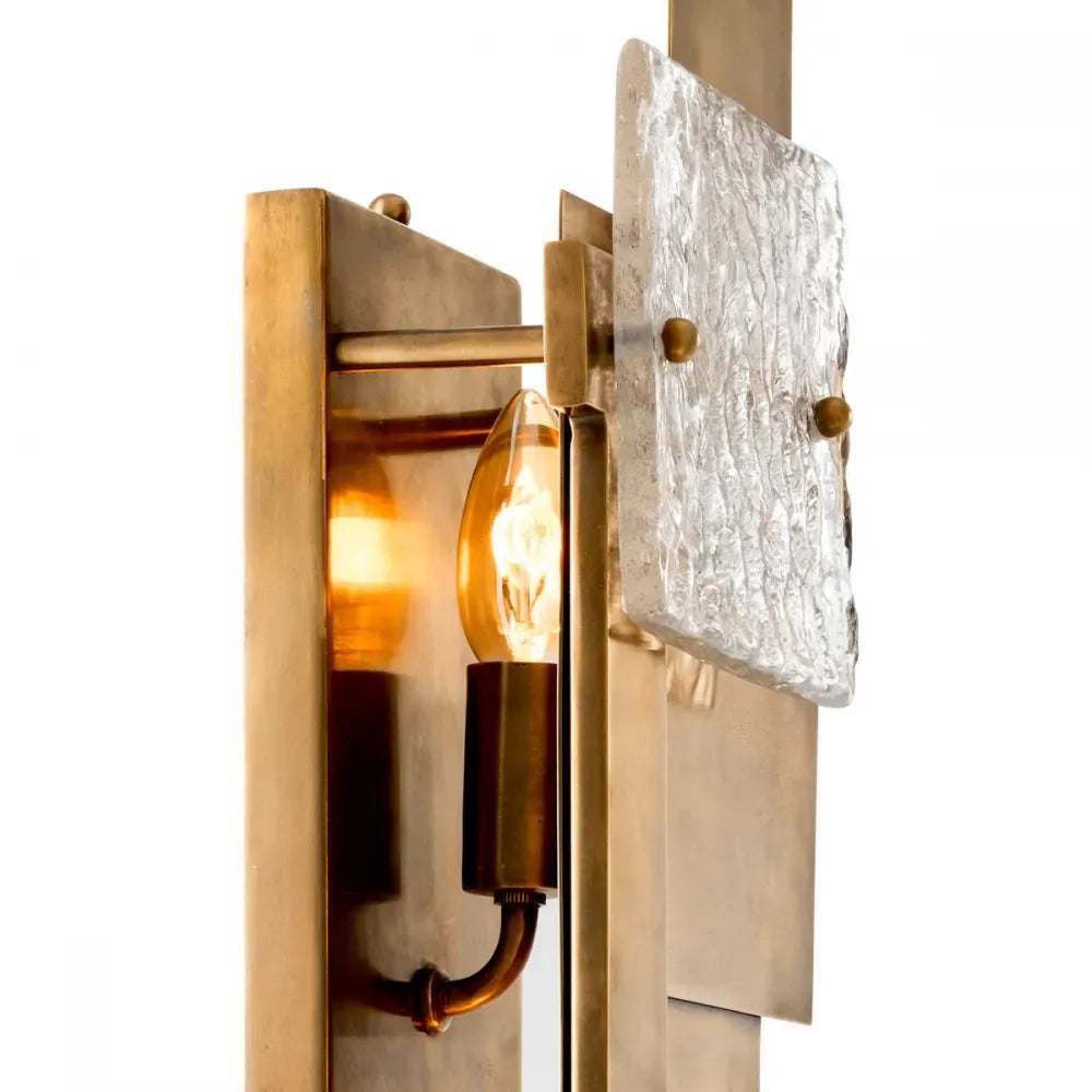 Aplica de perete din Metal Alama atichizata si Sticla Transparent H77xL29.5cm Langham Eichholtz