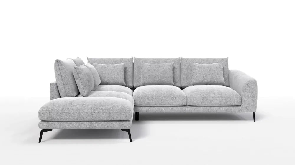 Coltar in forma de L tapitat cu Chenille Gri deschis Sajma 20 L292x228cm Aspen