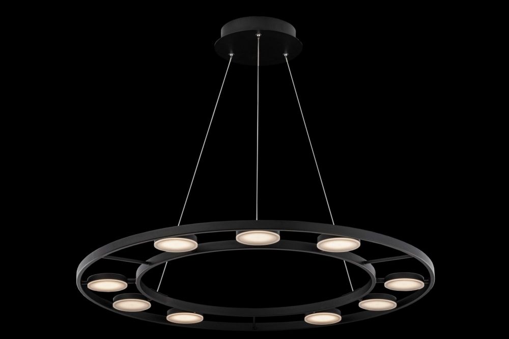 Lustra rotunda cu inaltime reglabila din Metal Negru cu LED  D80xH150cm Fad