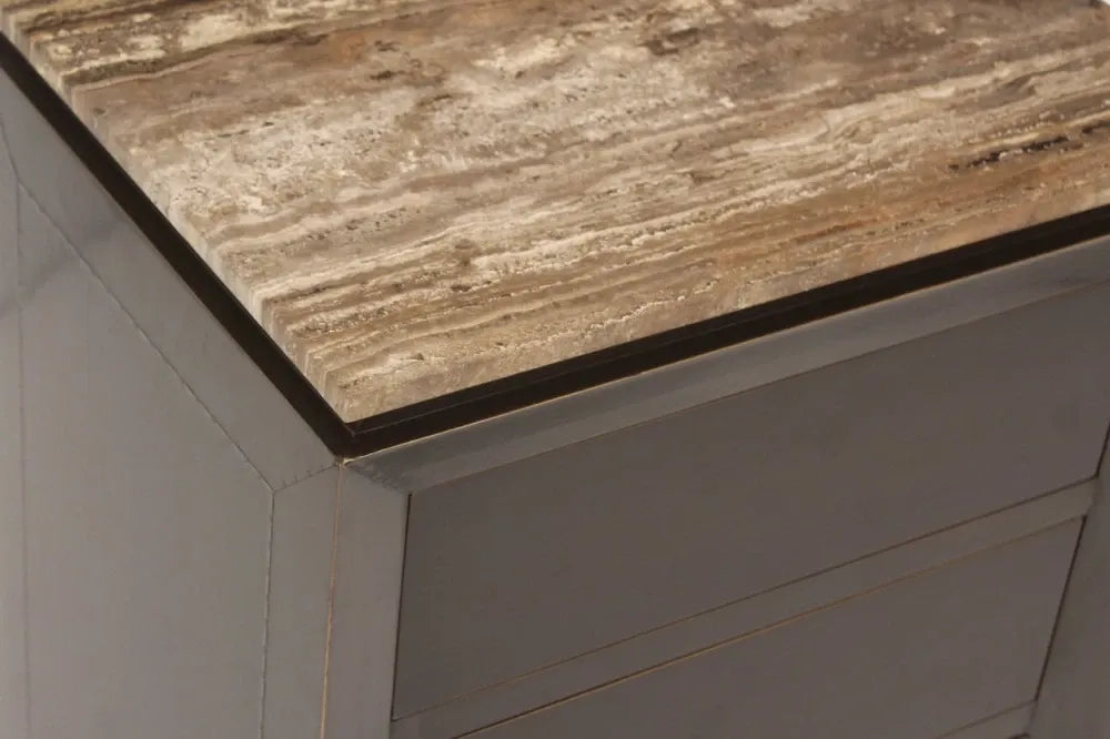 Noptiera din MDF/Metal Maro si Travertin Maro L55xH65cm Russo Richmond interiors