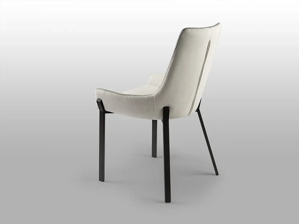 Scaun din Metal Negru si Textil Alb L55xH87cm Diane