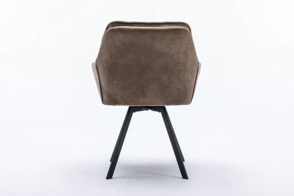 Scaun pivotant tapitat cu Microfibra Bej taupe cu picioare din Metal Negru H85xL63xA62cm Lounger